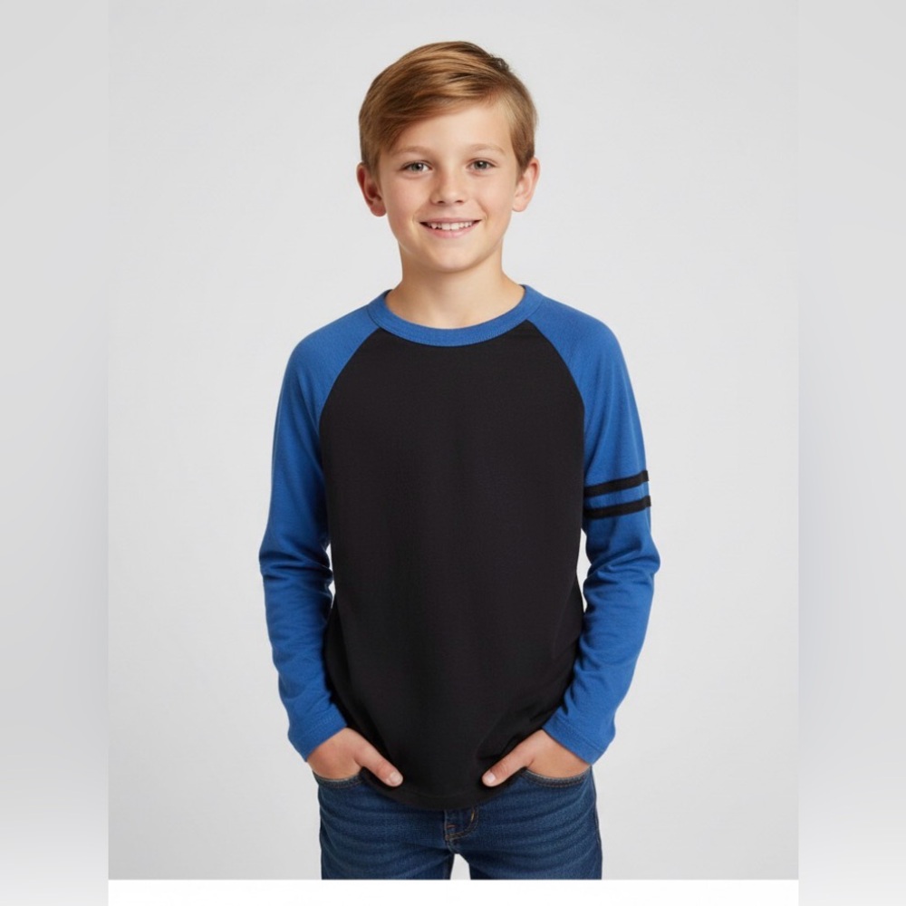 Hanna Andersson Boys Slub Baseball Tee Black Blue Size 10 140